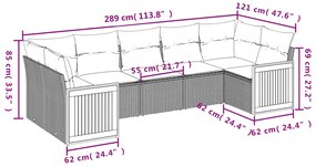7 pcs conjunto de sofás p/ jardim c/ almofadões vime PE preto