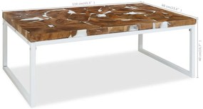 Mesa de centro em resina de teca 110x60x40 cm