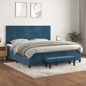 vidaXL Cama com molas/colchão 200x200 cm veludo azul-escuro