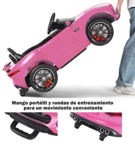 Carro Jaguar para crianças com bateria 12V Brinquedo elétrico com controlo remoto Música para contar histórias Para a frente e para trás Rosa