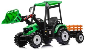 Trator elétrico para Crianças 24V 2x200W MEGA D68 Tractor com Reboque Assento de couro, Rodas Plástico Verde