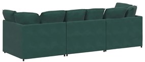 Sofá modular com almofadas veludo verde-escuro