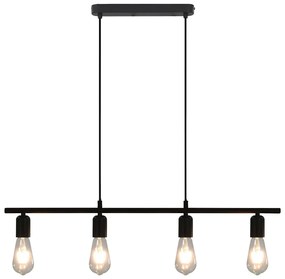 vidaXL Candeeiro teto c/ lâmpadas incandescência 2 W preto 80 cm E27