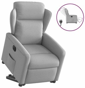 vidaXL Poltrona reclinável elevatória elétrica tecido cinzento-nublado