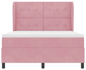 Cama Box com Colchão Rosa 140x200 cm em Veludo