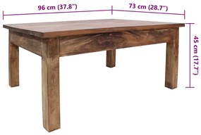 Mesa de centro madeira de mogno maciça 96x73x45 cm