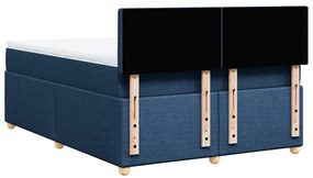 Cama com molas/colchão 160x200 cm tecido azul