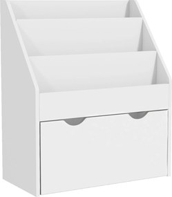 Estante de Brinquedos com 3 Compartimentos Gaveta com Rodas para Quarto Sala de Jogos 62,5x30x70 cm Branco