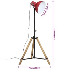 Candeeiro de pé 25 W 75x75x90-150 cm E27 vermelho desgastado
