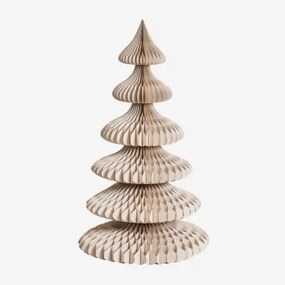 Árvore De Natal Em Papel Aurina ↑140 Cm & Linho Bege Com Borda Dourada - Sklum
