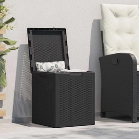 vidaXL Caixa de arrumação para jardim 90 L vime PP preto