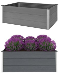vidaXL Canteiro elevado para jardim WPC 150x100x54 cm cinzento