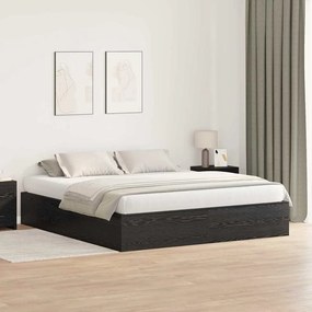 vidaXL Cama de Armazenamento em Carvalho Preto 200x200 cm