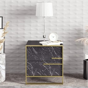 Mesa de Cabeceira Polka – Dourado e Preto – 50x51,8x38,5 cm