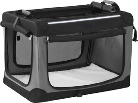 Transportadora dobrável para cães 76 x 53 x 53 cm, tecido Oxford, bolsa para cães com 4 portas em tecido de malha preta