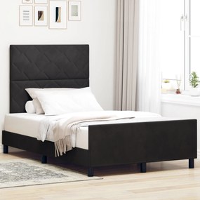 Estrutura de Cama de Veludo Preto vidaXL 120x200 cm