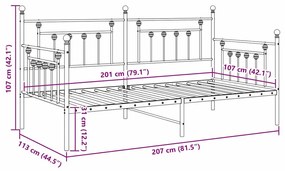 Estrutura de Cama Dia vidaXL Preta 107x203 cm Aço