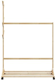 Cabide com ganchos e rodas 100x35x157 cm bambu