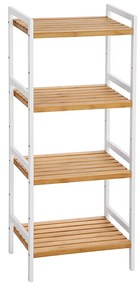 Prateleira de bambu natural versátil para cozinha, casa de banho e sala | SONGMICS | 45 x 31.5 x 111 cm | branco | BCB74WN.