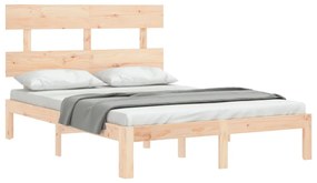 Estrutura de cama com cabeceira 140x190 cm madeira maciça