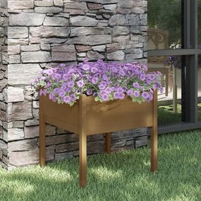 vidaXL Vaso/floreira de jardim 70x70x70 cm pinho maciço castanho-mel