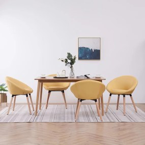 vidaXL Cadeiras de jantar 4 pcs tecido amarelo