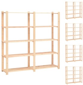 5 unidades arrumação 5 prateleiras 170x38x170cm pinho 500 kg