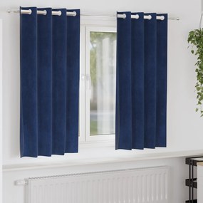 Cortinas Blackout vidaXL com Ilhós 2 pcs Veludo Azul Escuro