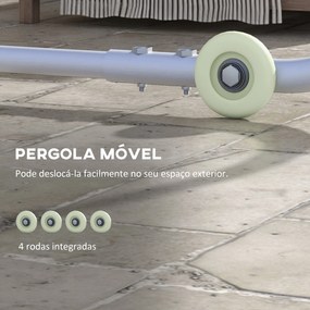 Pérgola 3x3 m Pérgola de Jardim com Rodas Proteção UV 30+ com Sacos de