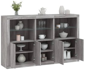 vidaXL Aparador com luzes LED 162x37x100 cm cinzento sonoma