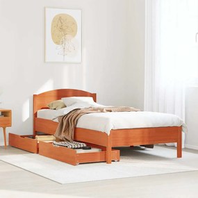 vidaXL Cama sem colchão 75x190 cm madeira de pinho maciça castanho-mel