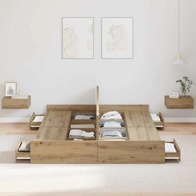 Estrado de cama com arrumação carvalho artisiano 140 x 190 cm