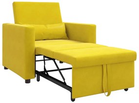 Sofá-cama conversível 3 em 1 Amarelo Veludo