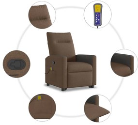 Poltrona reclinável massagens tecido castanho