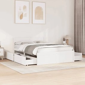 Cama sem colchão 140x190 cm madeira de pinho maciça branco