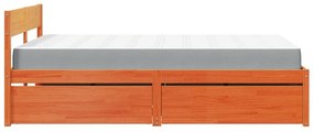 Cama com gavetas e colchão 140x190 cm pinho maciço castanho-mel