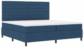 Cama com Estrado e Colchão e LED Azul, 200 x 200 cm, Tecido