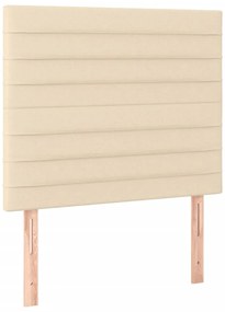 Cama box spring c/ colchão e LED 90x200 cm tecido cor creme