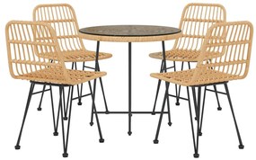 5 pcs conjunto de jantar p/ jardim vime PE