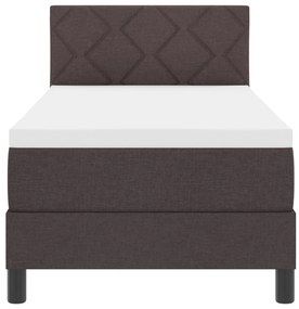 Cama Box Spring com Colchão Marrom Escuro 80x200 cm Tecido