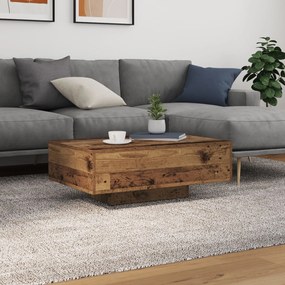Mesa de Centro vidaXL com Luzes LED Madeira Antiga 85x55x31 cm
