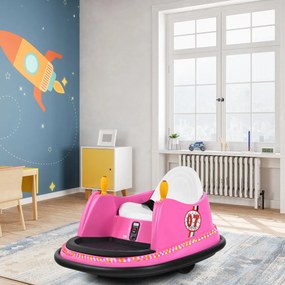 Carrinho choques eletrico para crianças 6V, giratório em 360° com luzes e música, , 57 x 75 x 42 cm, rosa