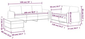 3 pcs conjunto de sofás com almofadões tecido cinzento-claro