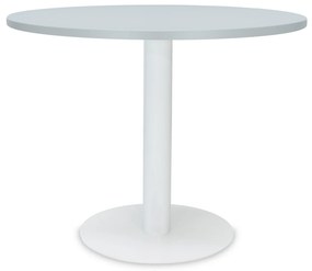 Mesa de Reunião Redonda 1200x750 mm – Tampo Cinza em Melamina, Estrutura Branco