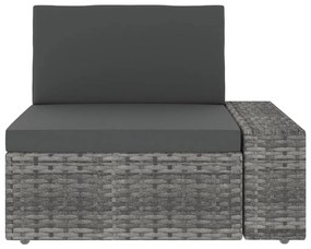 6 pcs conjunto lounge de jardim c/ almofadões vime PE cinzento