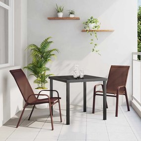 vidaXL Conjunto de Jantar de Jardim 3 Peças Castanho em Textilene e Aço