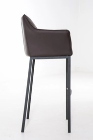 Banco de bar Damaso em couro sintético com estrutura preta 64 x 110 x 48 cm Castanho