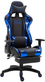 Cadeira Gamer de corrida Turbo com apoio para os pés preto/azul brilhante