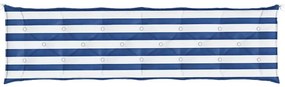 Almofadões p/ banco jardim 2 pcs 200x50x7 cm tecido azul/branco