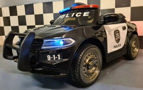 Carro elétrico infantil Dodge Policia 12V , telecomandado, pneus de EVA, assento em pele Preto